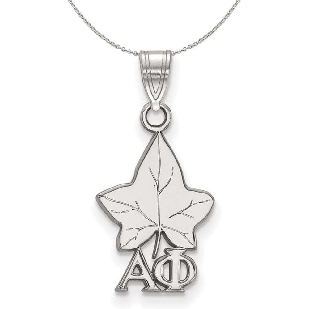 Sterling Silver Alpha Phi Small Pendant Necklace - 18 Inch